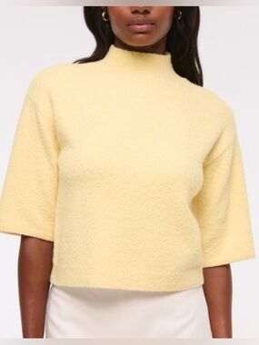 Abercrombie bouclè butter yellow mockneck sweater
